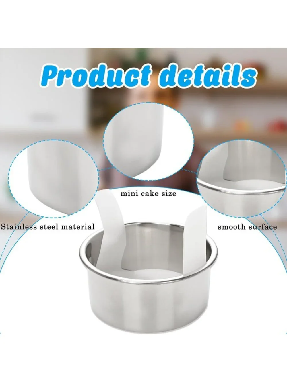 9-Pack Mini Round Cake Pan Set with Easy Lift Liners - Stainless Steel, Oven